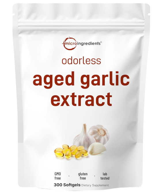 Odorless Garlic 7500mg Per Servings, 300 Softgels | 2 Years Aged Garlic Extra…