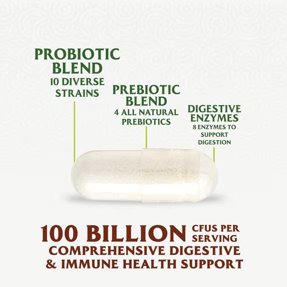 Raw Probiotics 100 Billion CFU Potency Digestive Immune Health 60 Capsules US