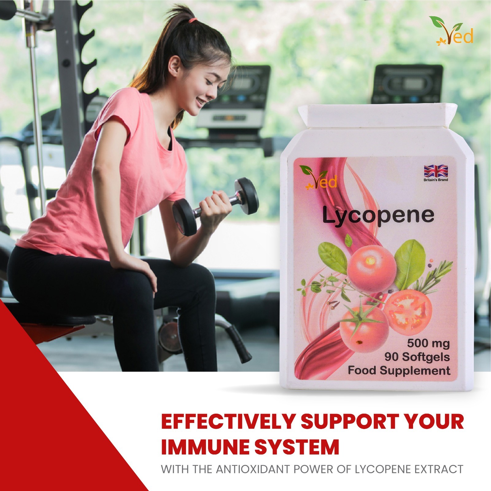 VED Lycopene 500 mg | 90 softgel, 6 Month Supply.(Pack of 2)
