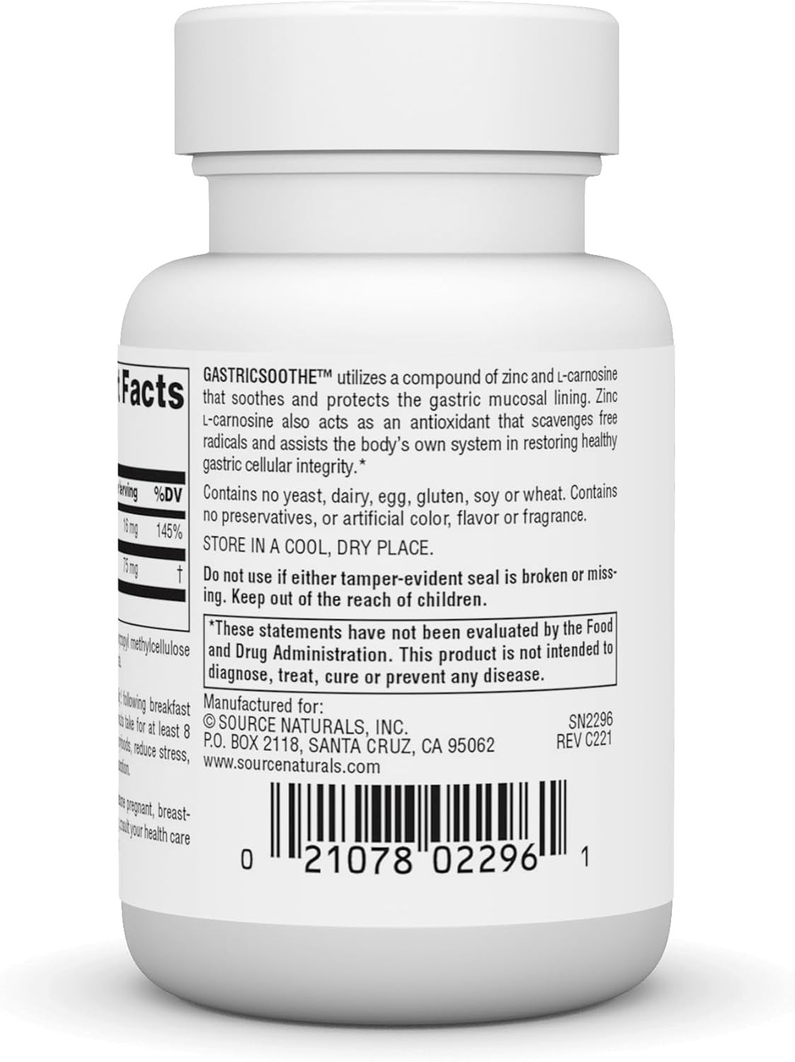 Zinc L-Carnosine Supplement for Gastric Health, 60 Vegetarian Capsules