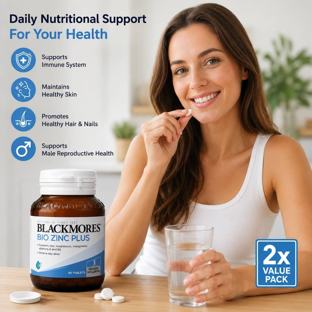 2 x Blackmores Bio Zinc Plus 90 Tablets Advanced Formula for Healthy Skin, Hair