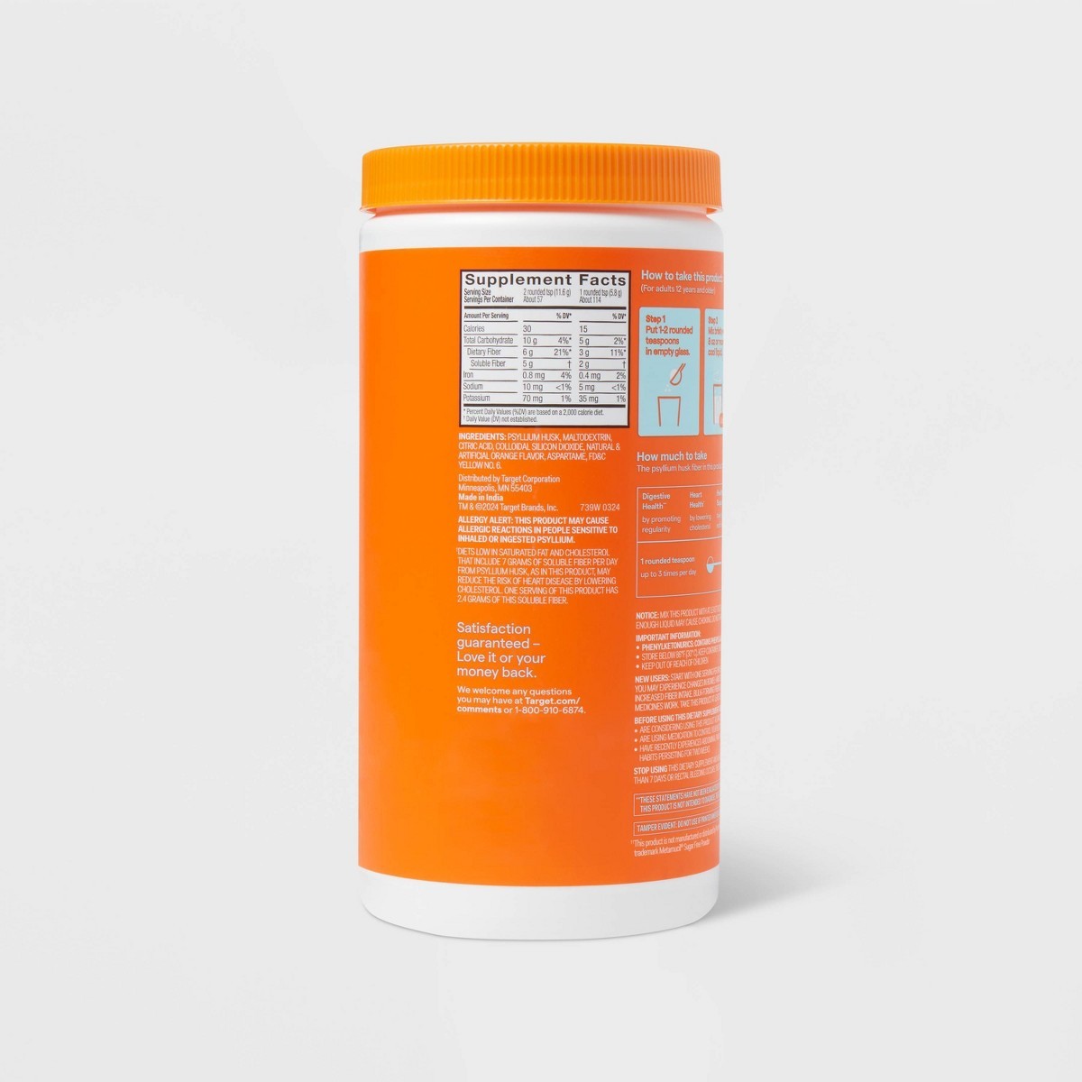 Fiber Therapy Sugar Free Supplement Powder – Smooth Orange Flavor – 23.3oz