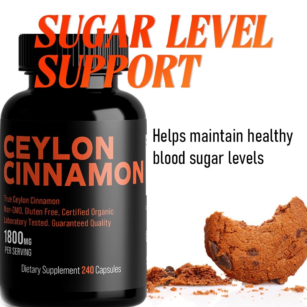 Organic Ceylon Cinnamon 1800mg | High Potency | 240 Capsules | GMP Certified
