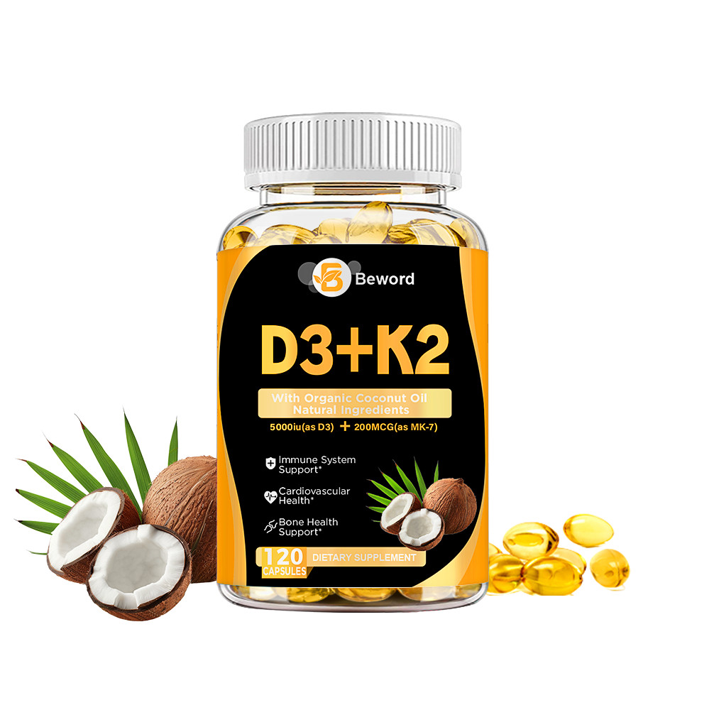 Vitamin D3 5000IU and K2 MK-7 200mcg – 120 Capsules – Immune Support Wellness-