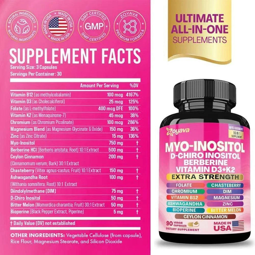 13-in-1 Cortisol & Myo-Inositol Supplement, Stress Support 150 Capsules