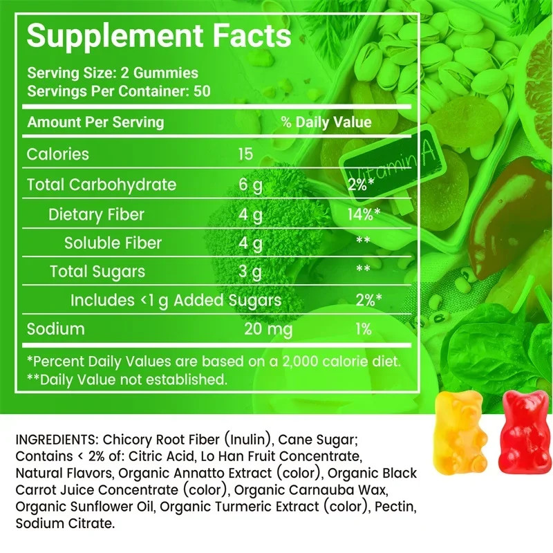 Fiber 100pcs – Promote Digestive Health and Regular Bowel Movements, Non-GMO