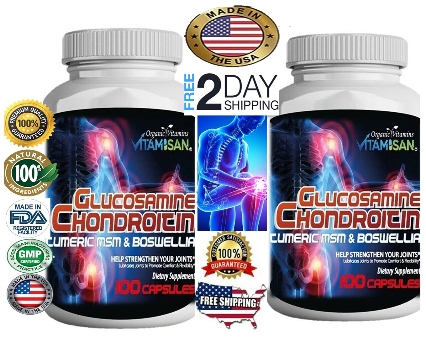 Glucosamine Chondroitin Turmeric MSM Boswellia Supports Occasional Joint relief
