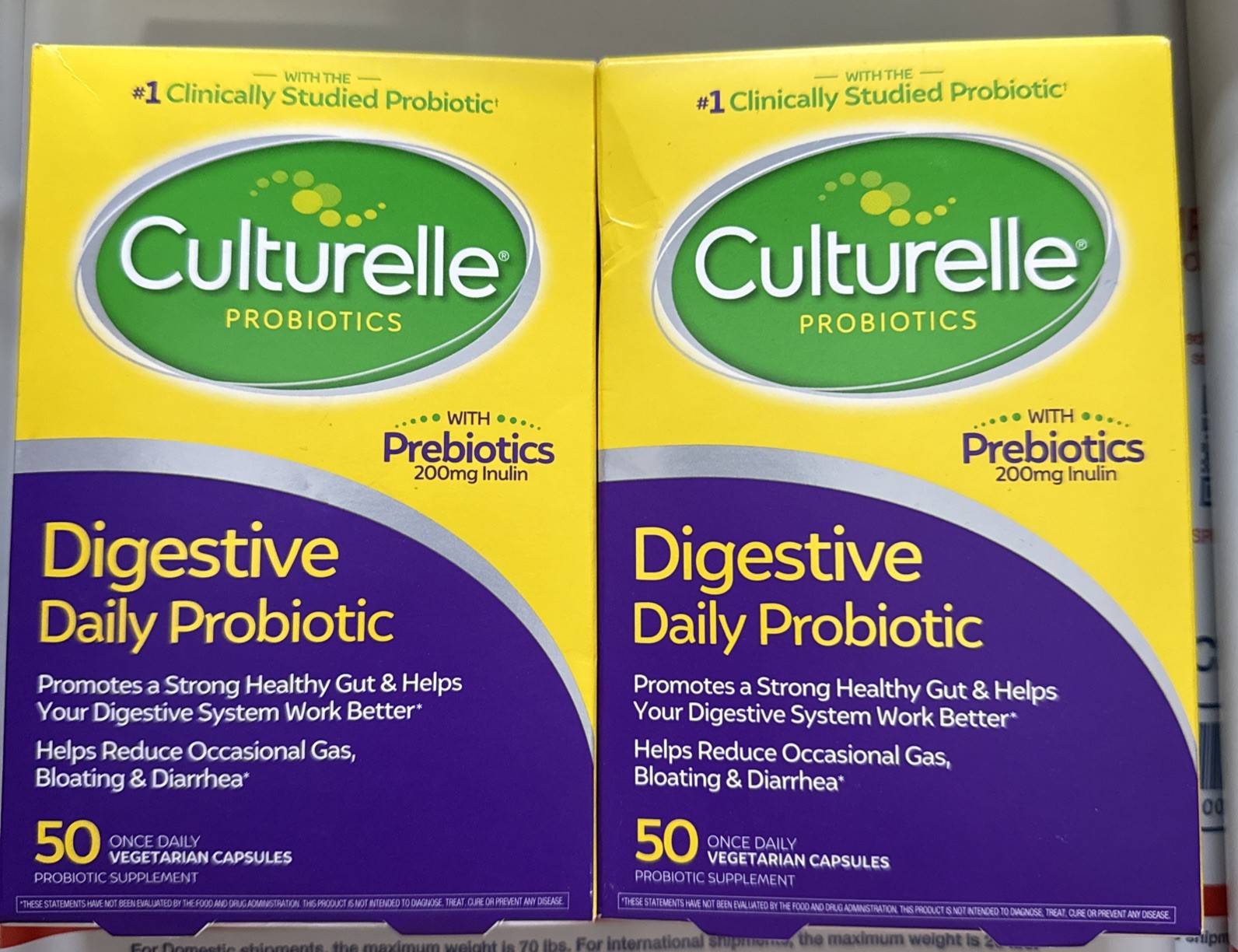 Lot Of 2 Culturelle 50 Capsules Probiotic Supplement for Digestion Exp-8/27