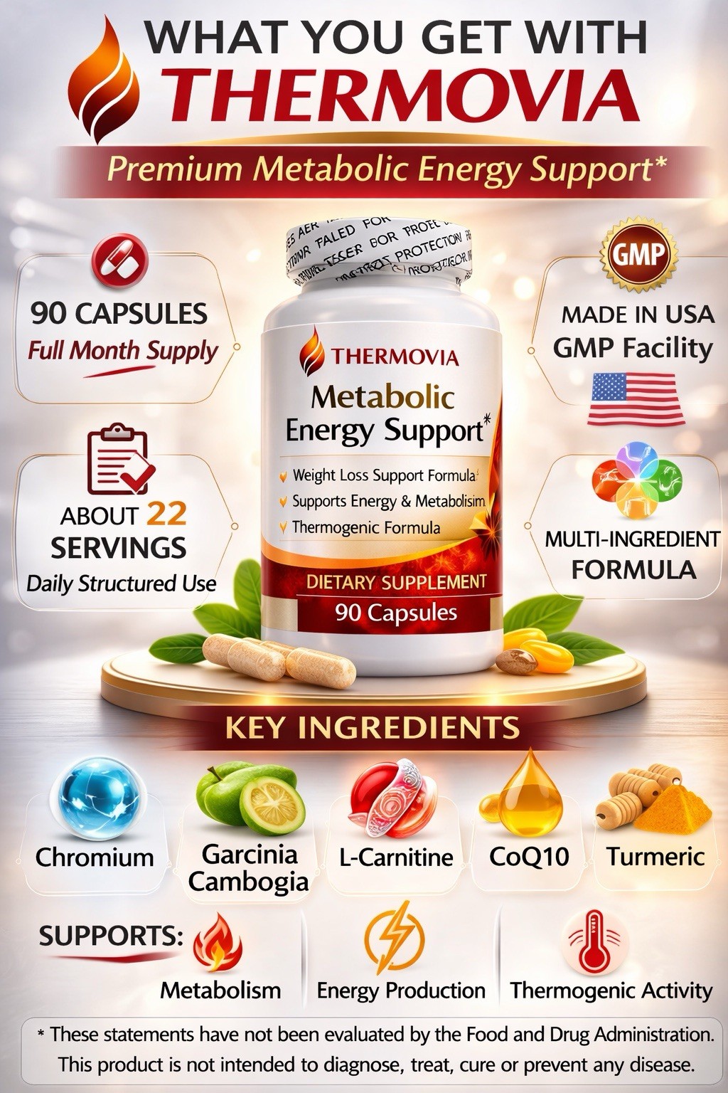 THERMOVIA Weight Management & Energy Metabolism Support Supplement 90 Capsules