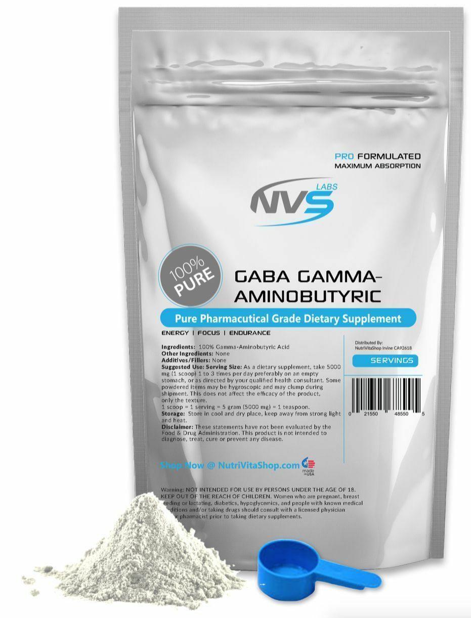 NVS 100% PURE GABA GAMMA AMINOBUTYRIC ACID POWDER USP SLEEP NONGMO VEGAN USA