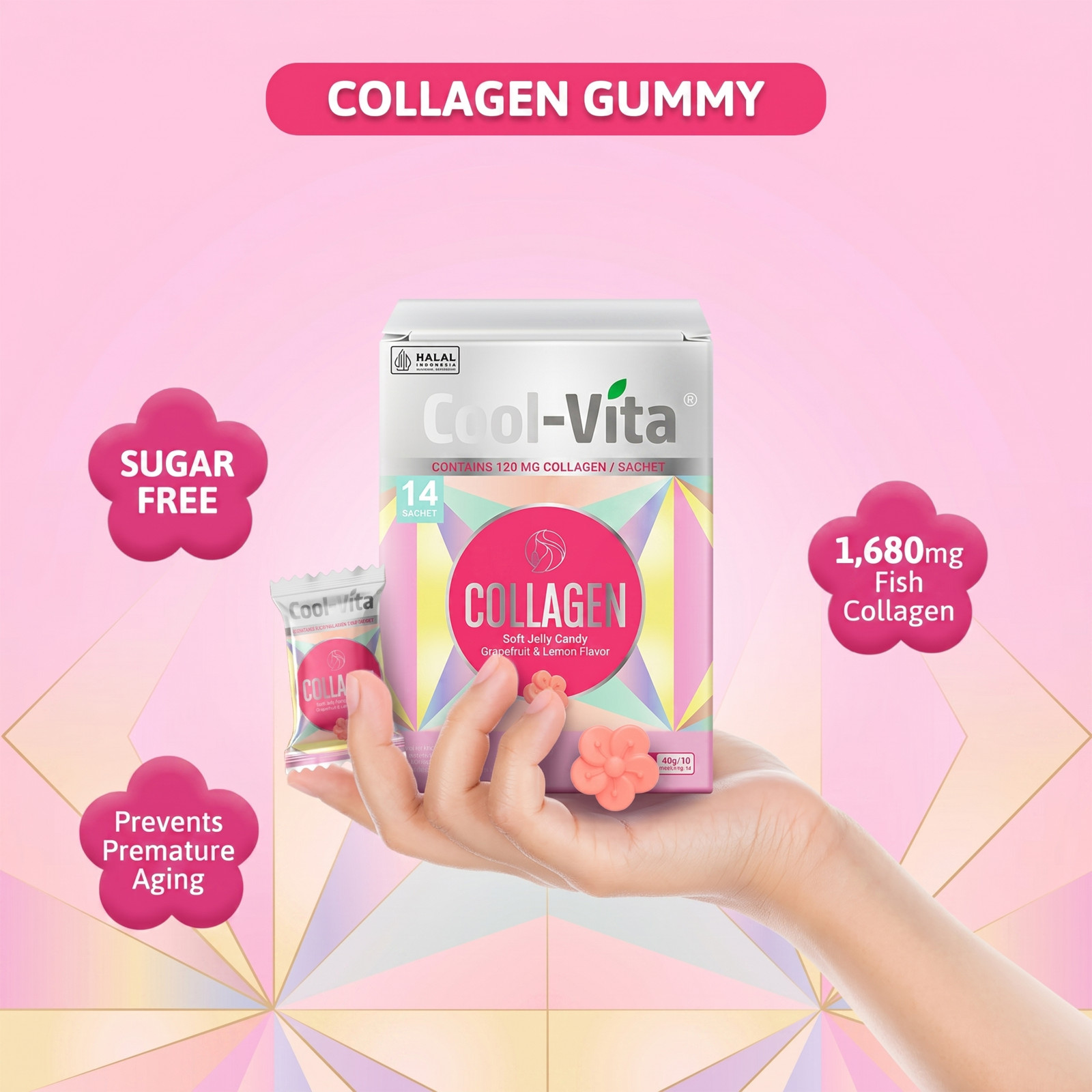 6PCS Coolvita Original Collagen Gummies Citrus Flavor Hair Skin Glow SupplementX
