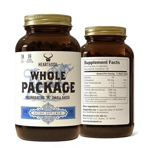 Heart & Soil Whole Package Organ Supplement 180 Capsules Beef Organ Blend