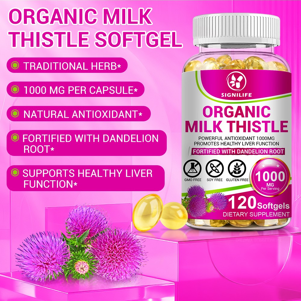Milk Thistle Liver Cleanse Detox Herbal Liver Support Supplement 120 Capsules.
