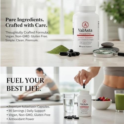 Non-GMO, LUMINE ValAsta Astaxanthin Capsules 35mg, Gluten Free,90 Capsules
