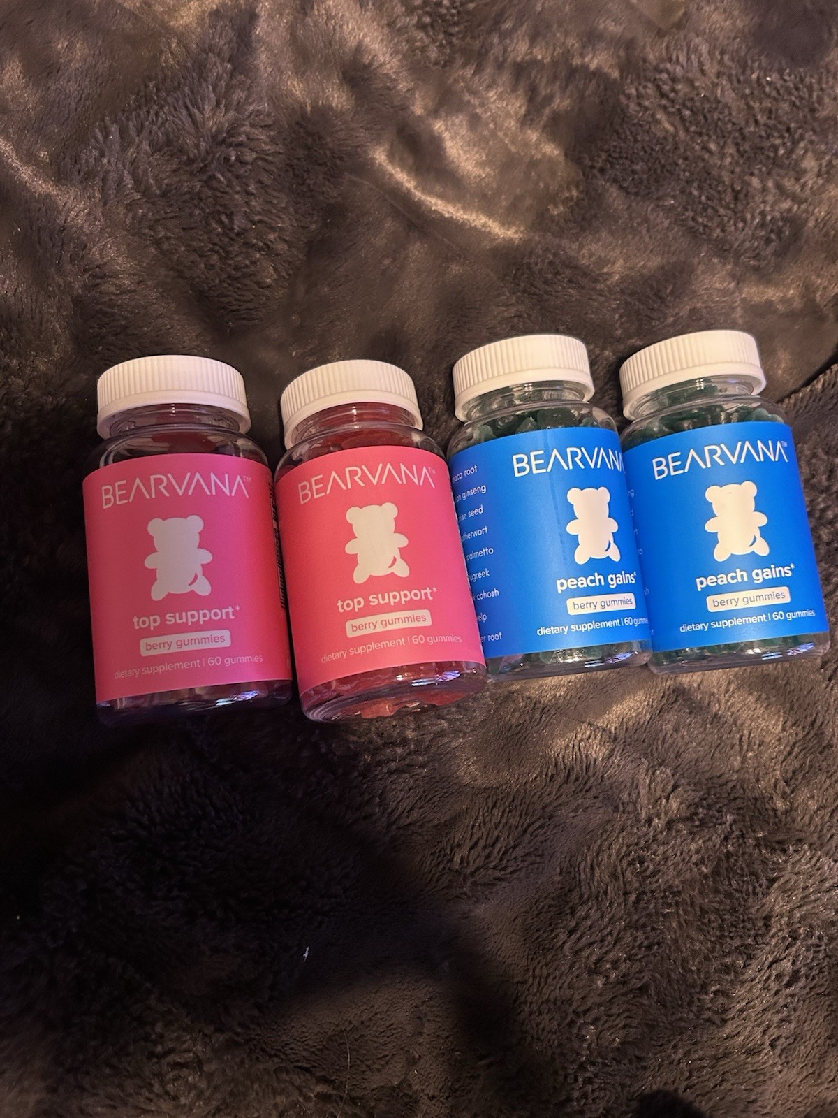 Bearvana Berry Gummies, Peach Gains And Top Support X2 Bottles Each