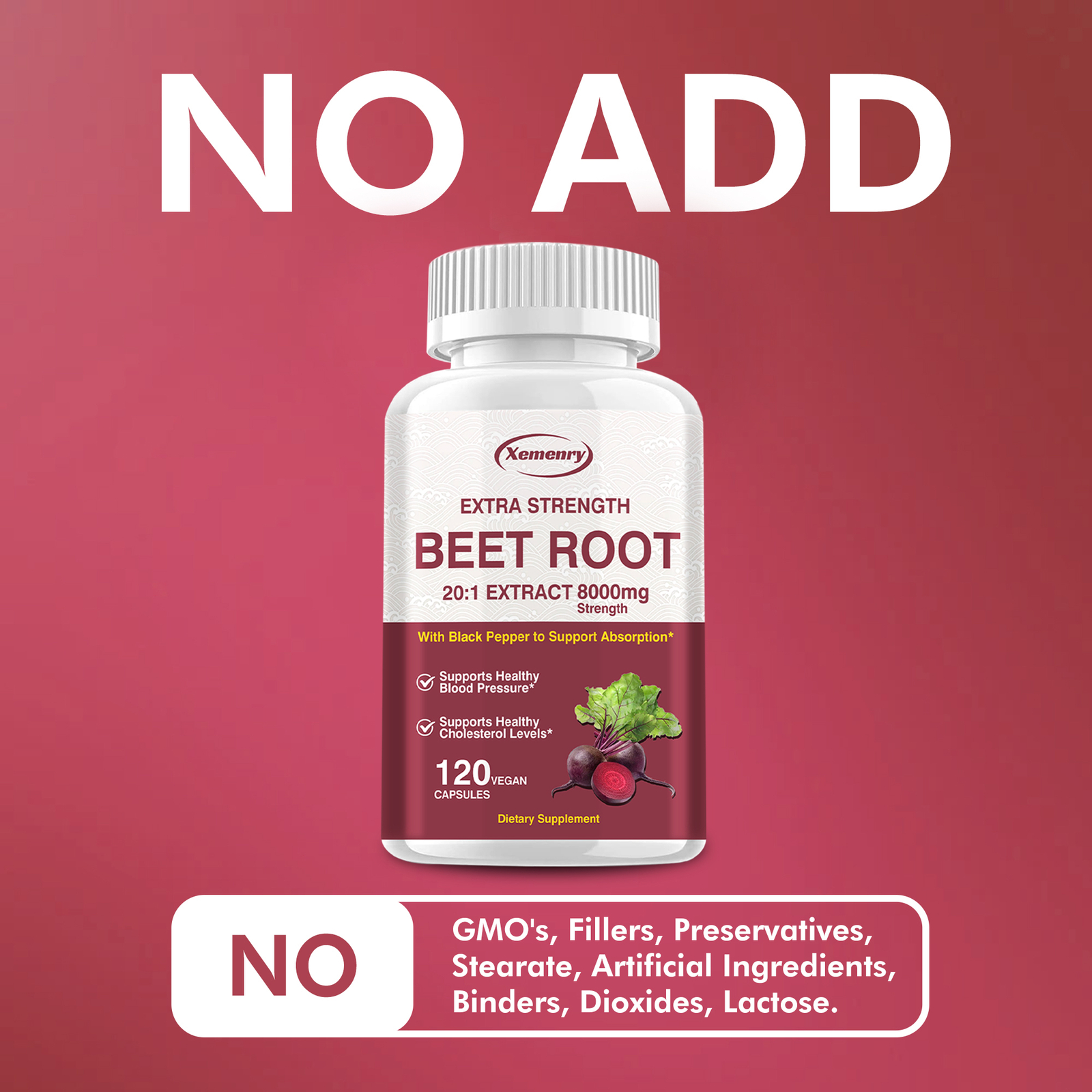 Extra Strength Beet Root 20:1 Extract Capsules – Heart & Blood Pressure Support