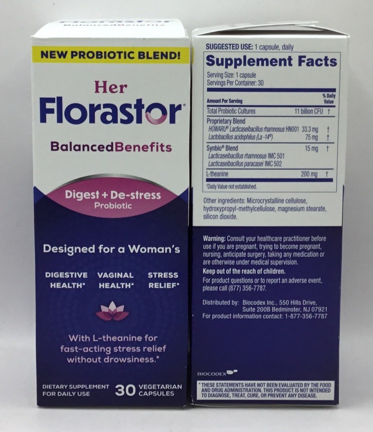 (2) Her Florastor Digest + De-Stress Probiotic 30×2=60 Capsules Exp 12/2026
