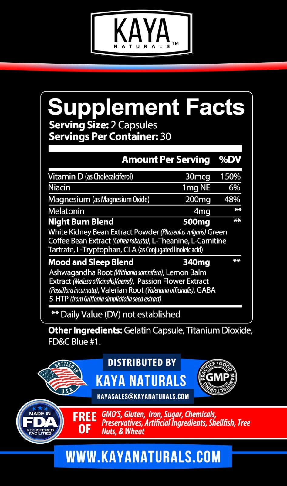 Night Time Fat Burn Supplement 60ct, Metabolism Support, Healthy Weight Loss