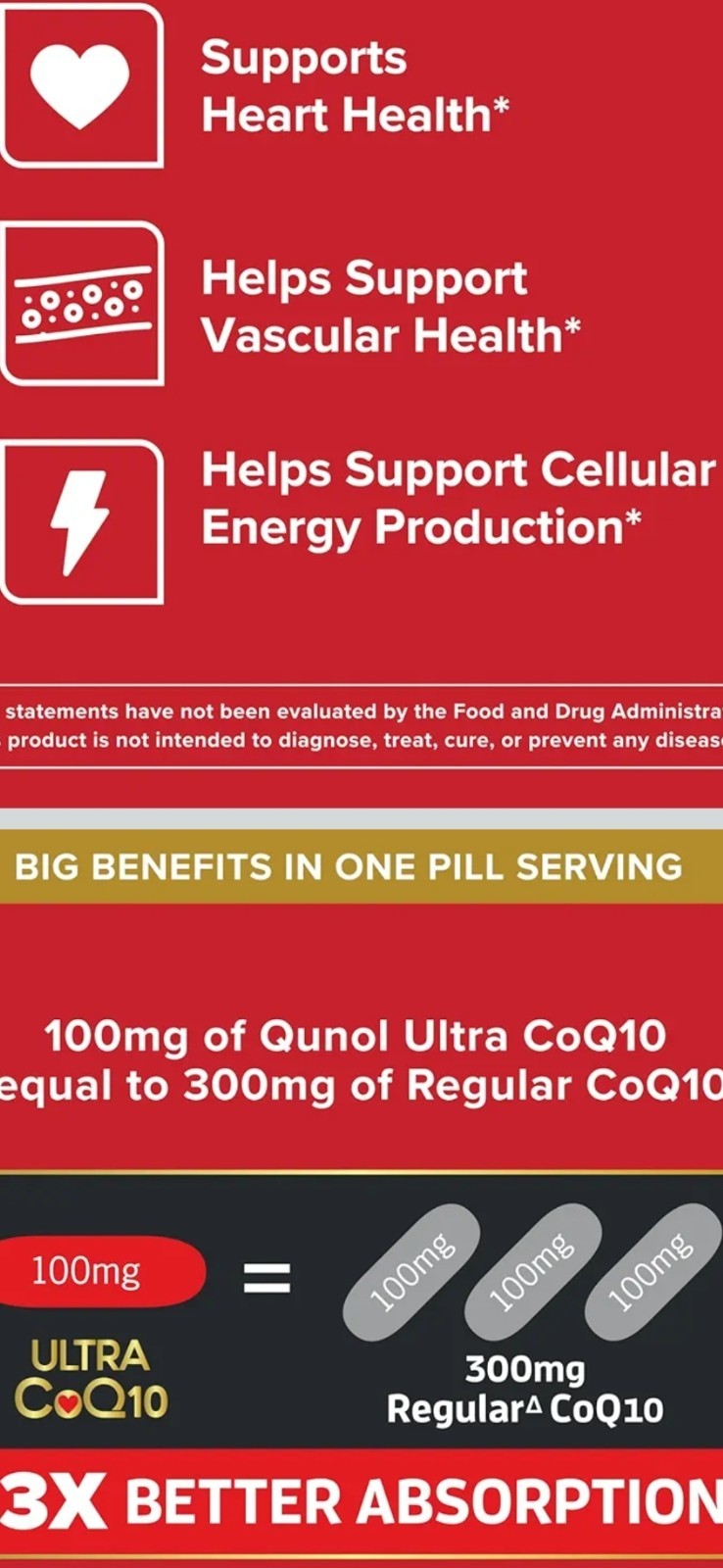 Qunol Ultra CoQ10 Softgels, 100mg, 90 Count Heart Health Supplement