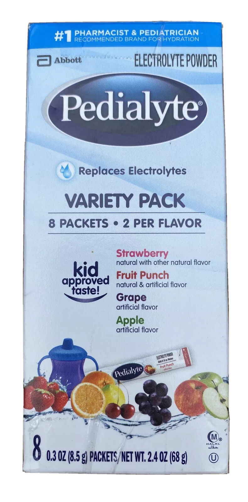 Pedialyte Electrolyte Drink Powder Sticks 8 Powder Packets Variety Pack 2.4 Oz