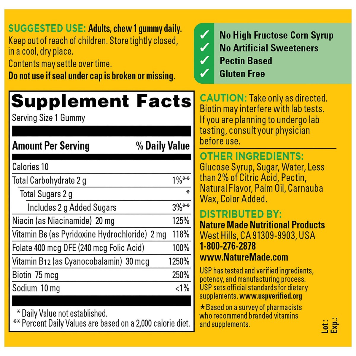 Nature Made Vitamin B Complex Gummies, 5 B Vitamins – Peach Flavor – 60ct