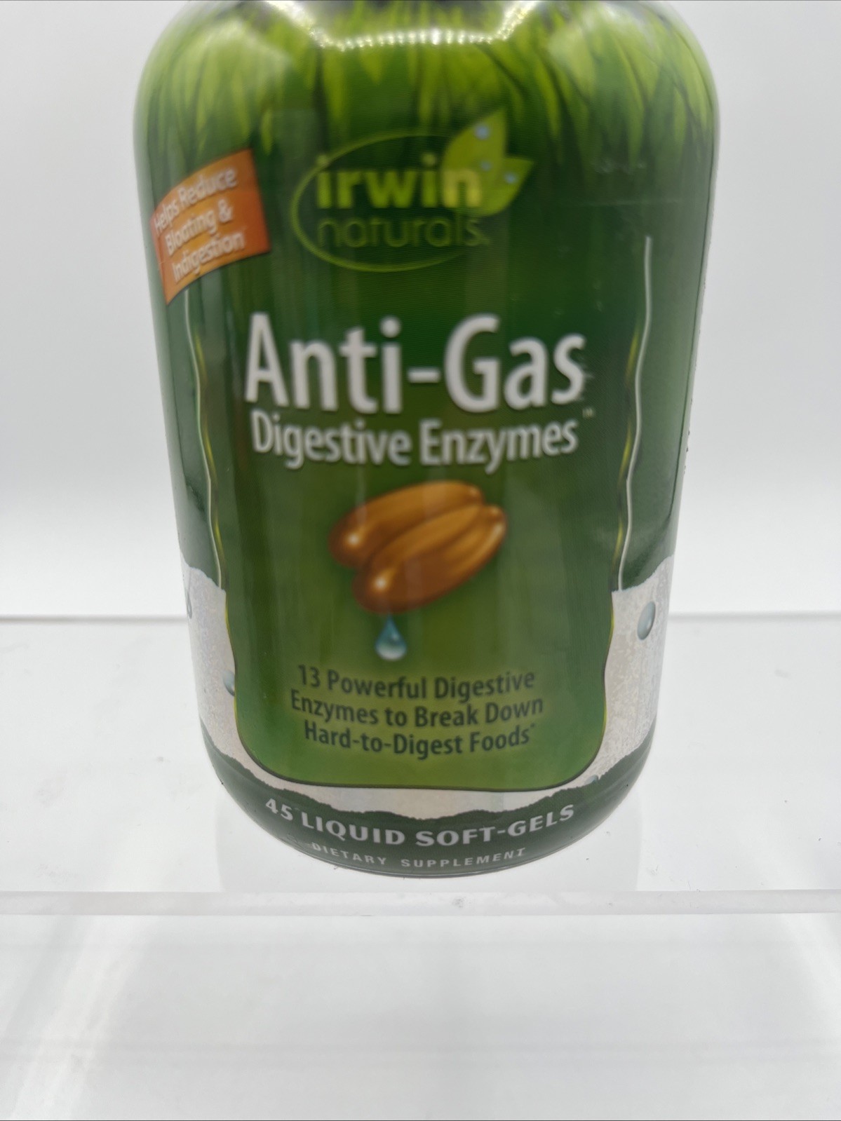 Irwin Naturals Anti-Gas Digestive Enzymes, 45 Liquid Soft-Gels Jan/2027, SEALED