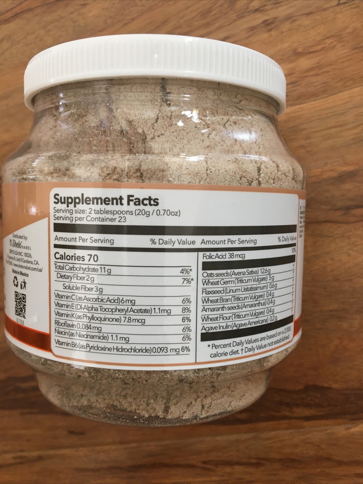 Shelo Nabel * Cereals Fiber Powder Fibra de Cereales en Polvo 460g New