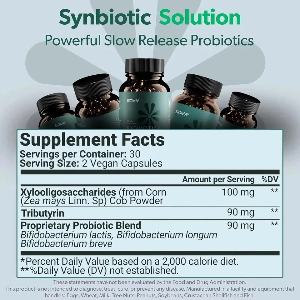 Bioma Probiotics for Digestive Health Gut Health Probiotic 60 Capsules