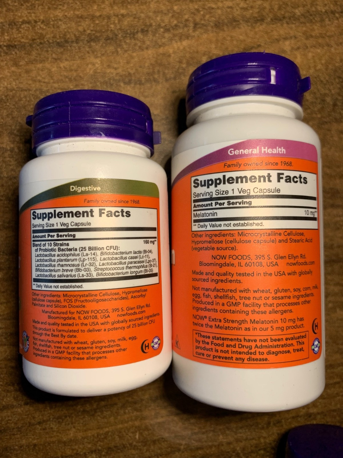 Now Foods Probiotic-10, Melatonin, Gaba, Veg Capsules. 10 Item Lot. 2025-29 Exp.