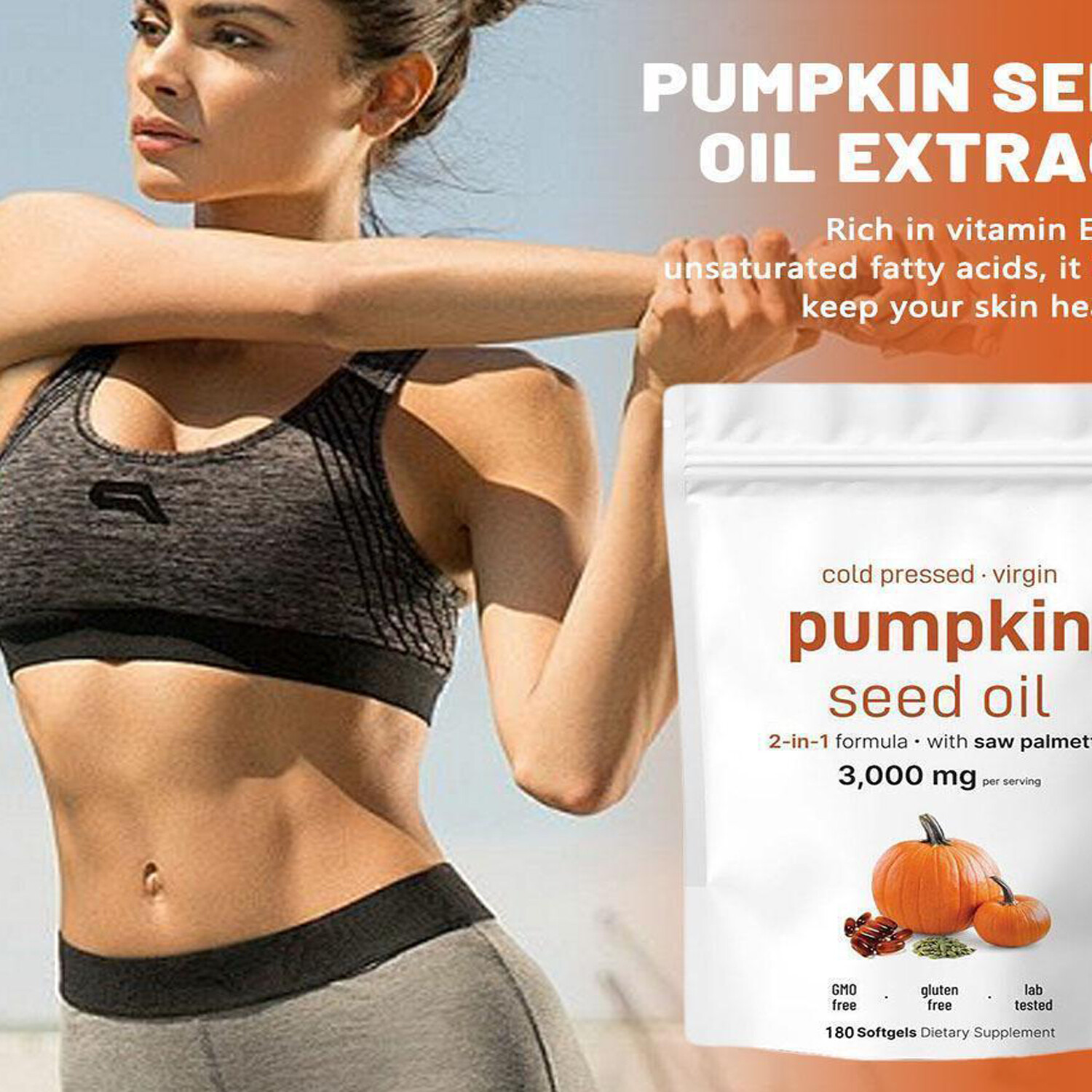 Pumpkin Seed Oil 3000mg + Saw Palmetto 300 mg | Prostate Support |180 Softgels