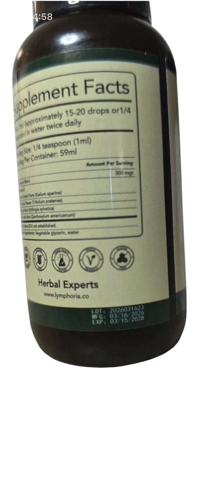 Lymphoria Traditional Lymphatic Support 2oz Exp03/2028