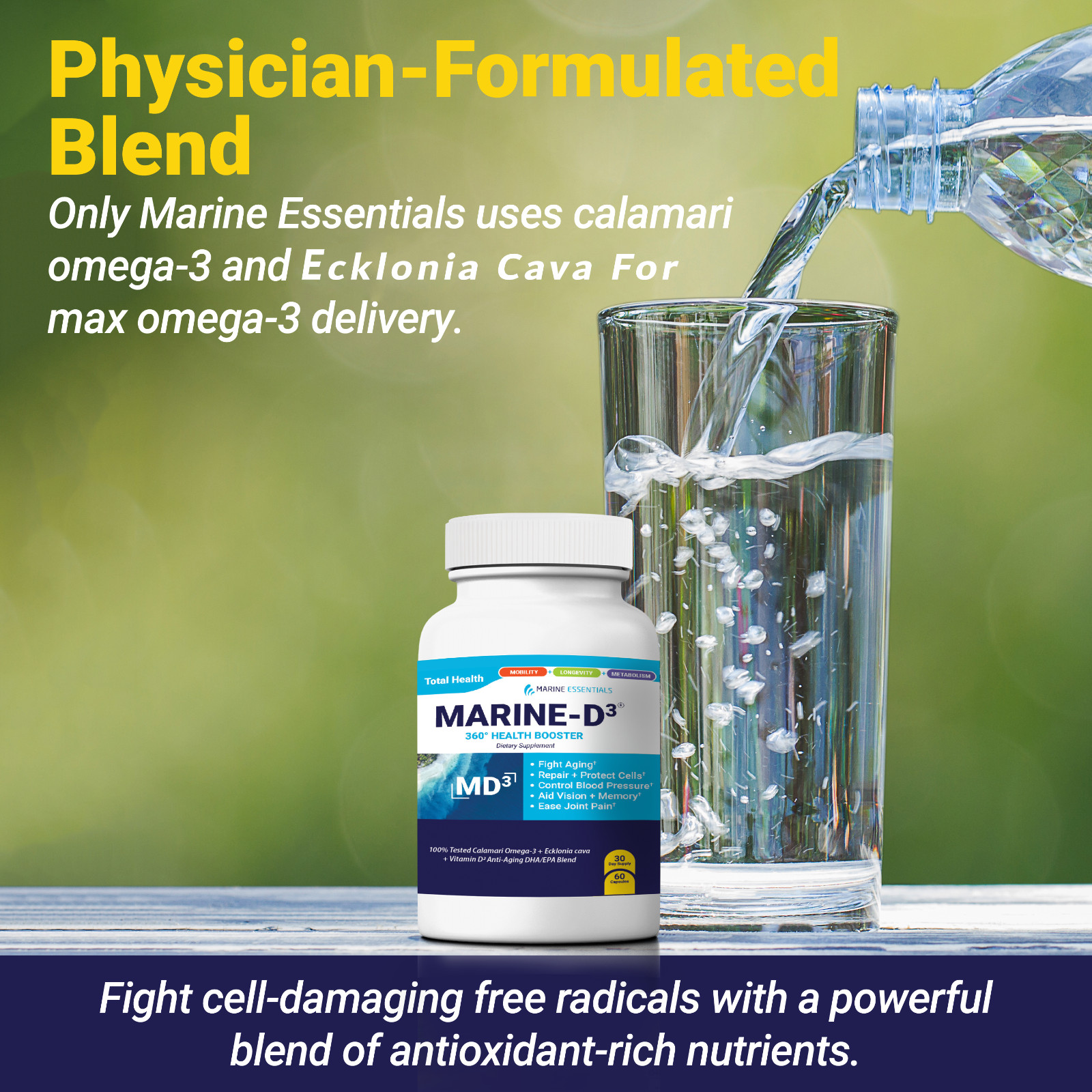Marine Essentials | Marine-D3 | Anti-Aging | Omega-3 | 6 Bottles (360 Capsules)