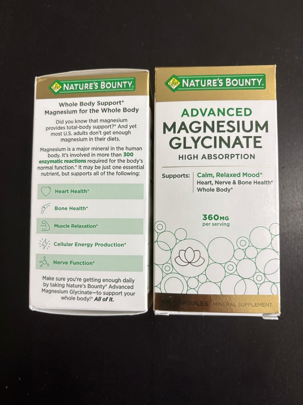 2 UNITS-ADVANCED MAGNESIUM GLICINATE-360 MG-90 CAPSULES EXP :06/2028