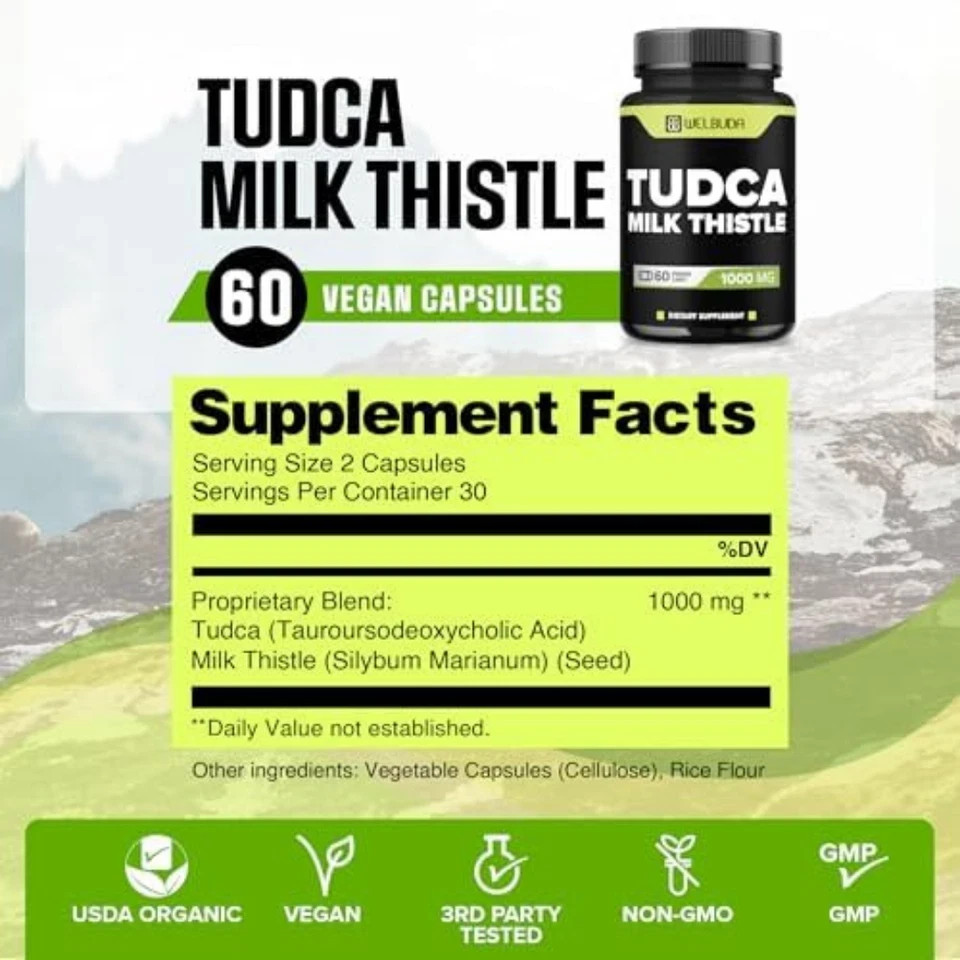1000Mg Tudca Supplement with Milk Thistle Extract – 60 Vegan Capsules – Support