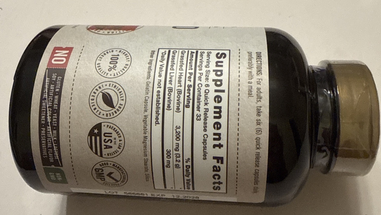 CARLYLE GRASS FED HEART-3200 MG 200 Capsules New. Exp-12/28