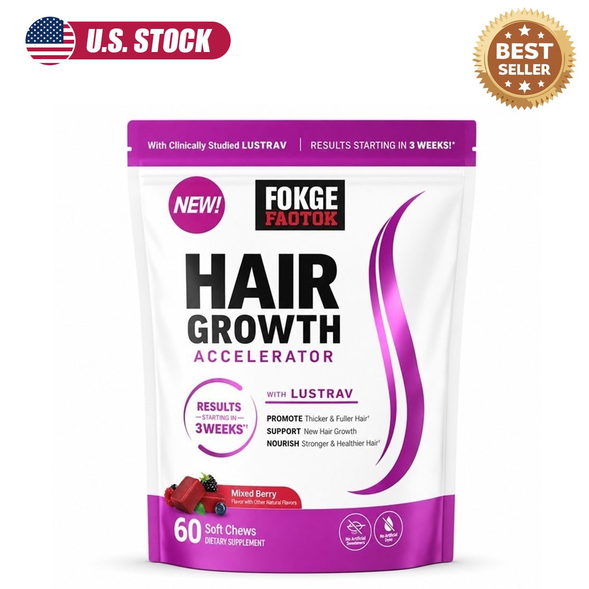 Hair Growth Accelerator Soft Chews, Hair Growth Vitamins For Women