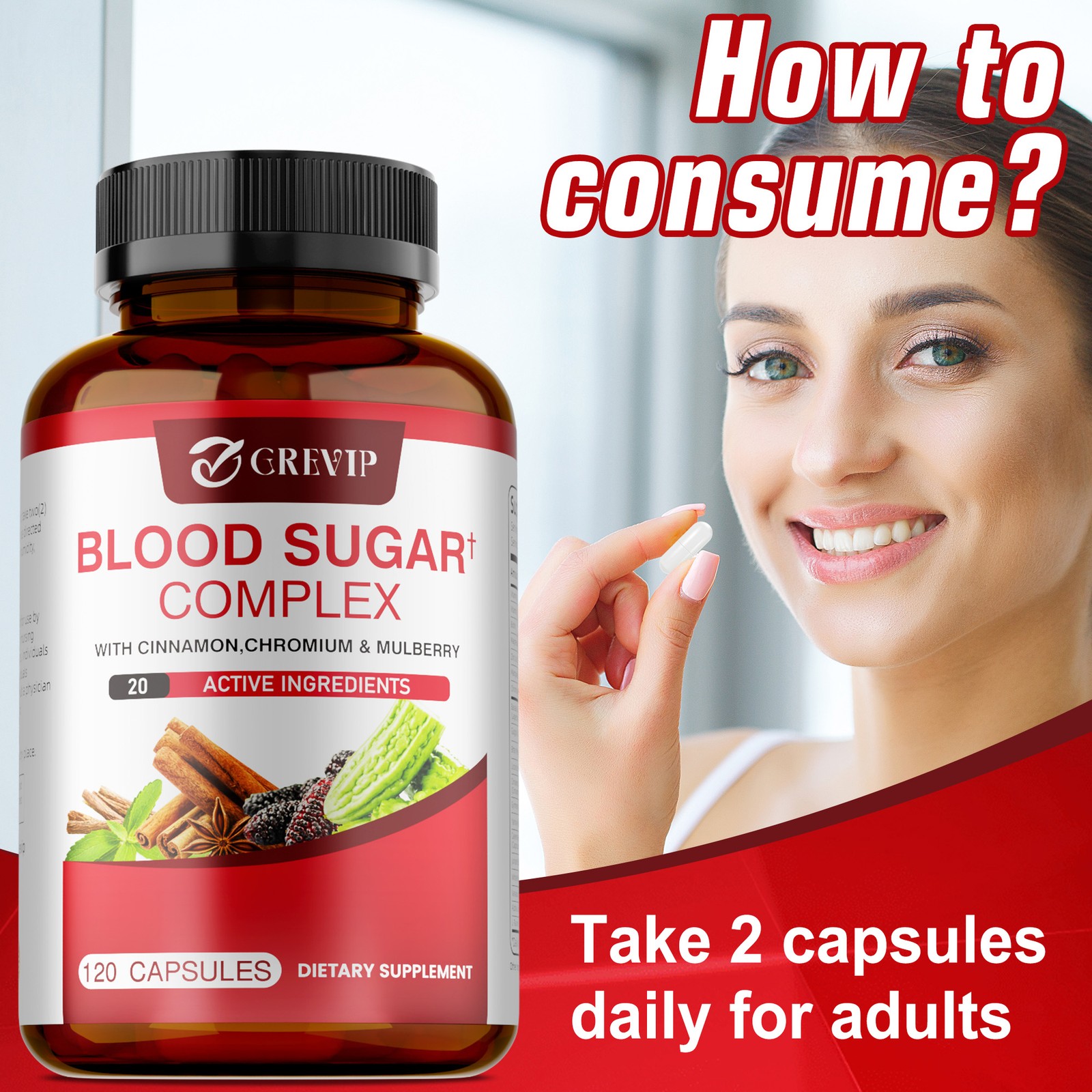Blood Sugar Complex 120pcs – Promotes Heart and Cardiovascular Health,Metabolism