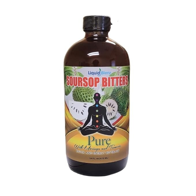 Liquid Blenz Soursop Bitters Detox Energy Beverage with Moringa & Tumeric (16oz)