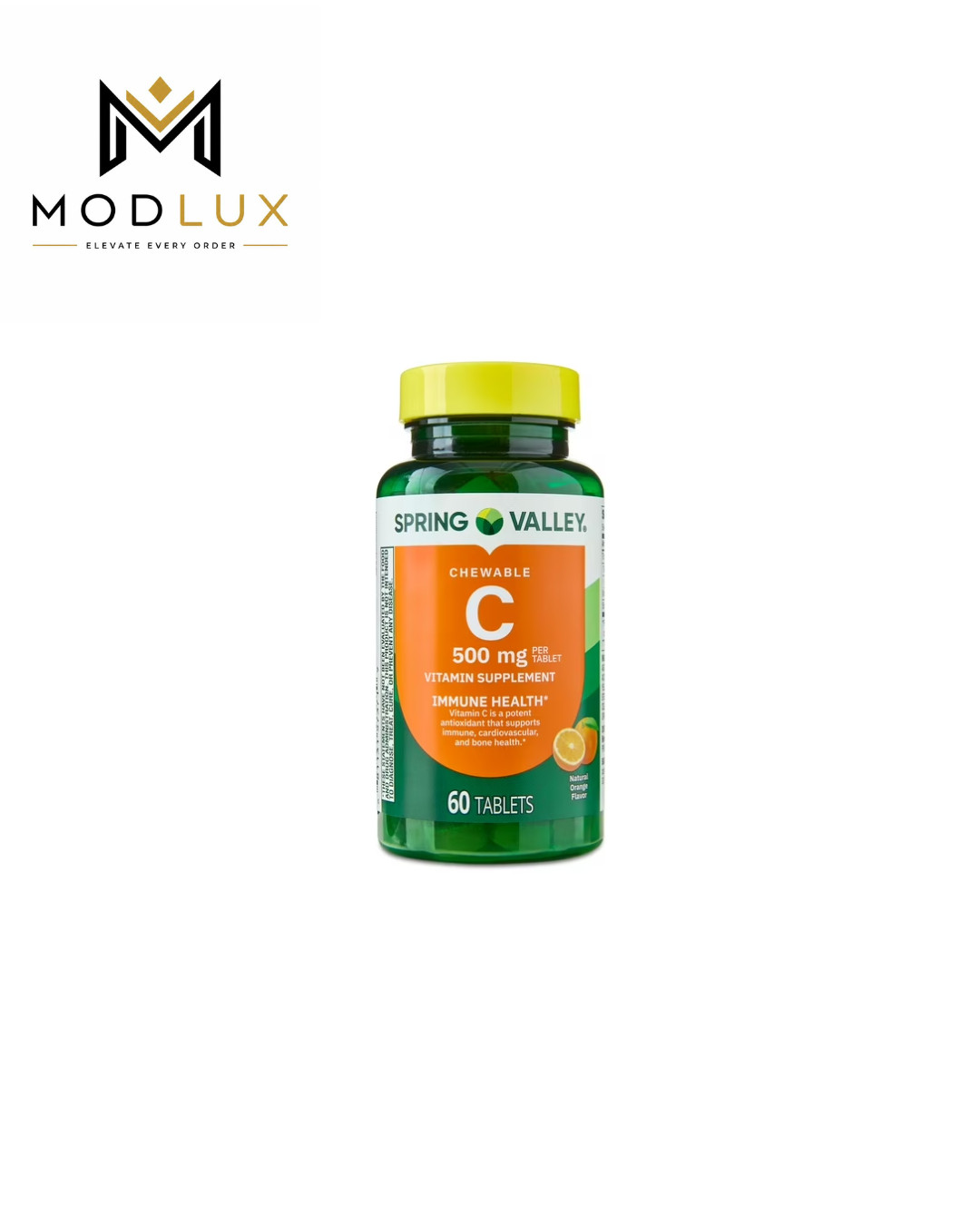 Spring Valley Vitamin C 500mg Chewable Orange Tablets, 60 Count