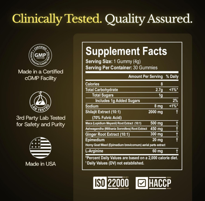 UltimaPeak Pure Himalayan Shilajit Gummies with 30 Count (Pack of 1)