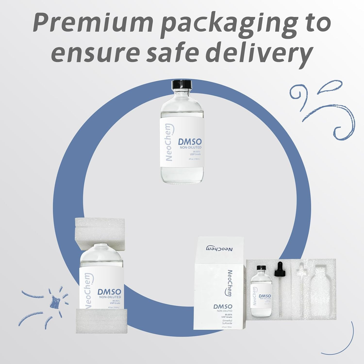 99.95% Pure DMSO Liquid 4 oz | Pharma Grade Odorless Non-Diluted in Glass