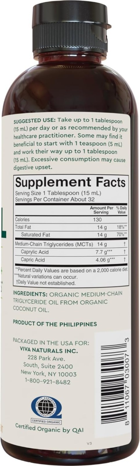Pure Organic MCT Oil – Enhance Energy, Focus & Fat-Burning for Keto & Paleo L…