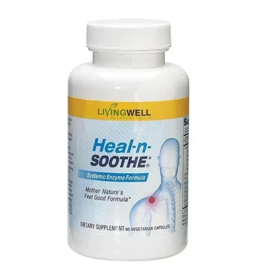 2 Pack LivingWell Nutraceuticals Heal-n-Soothe Systemic Enzyme Formula 180ct