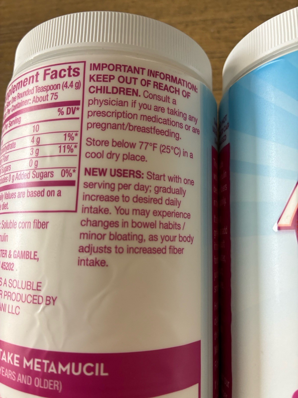 2 Metamucil Fiber Supplement Unflavored Clear Mixing Powder No Sugar Exp: 01-28