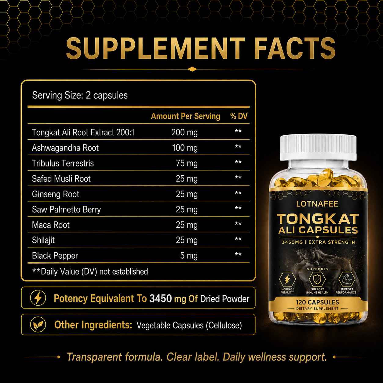 Lotnafee Premium Herbal Extract Complex – Men’s Daily Vitality Support 120 Capsu