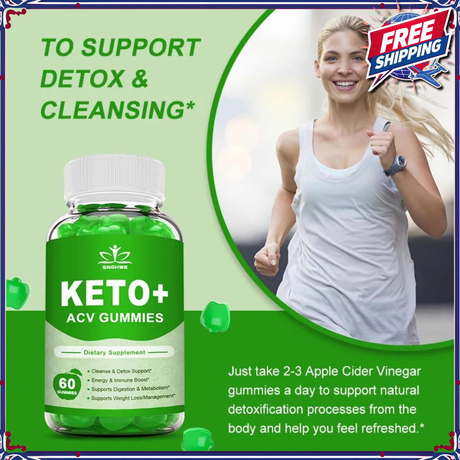 Keto Diet Ketosis Gummies Apple Cider Vinegar Weight Loss Slimming Detox Support