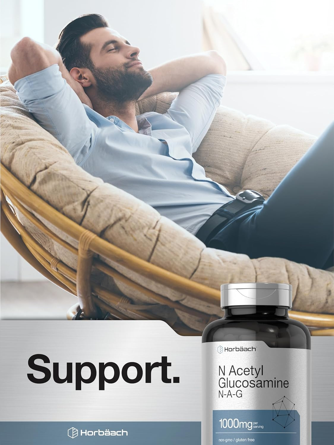 N-Acetyl Glucosamine 1000mg | 120 Capsules | Non-GMO, Gluten Free | N-A-G Suppl.