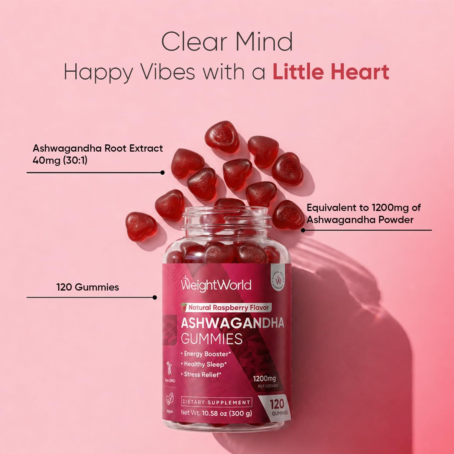 WeightWorld Ashwagandha Gummies for Stress Relief, Healthy Sleep & Energy Boo…