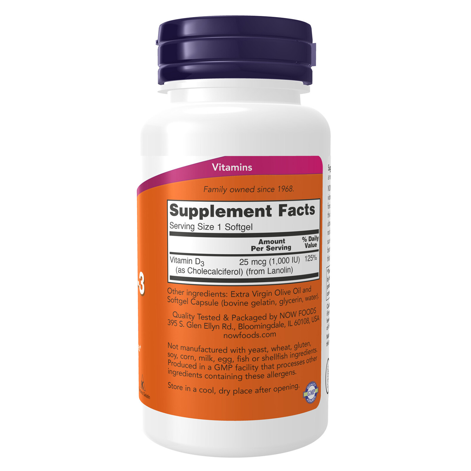 NOW FOODS Vitamin D-3 1000 IU 180 Softgels