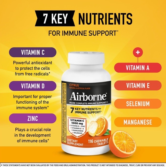 Vitamin C 1000Mg (Per Serving) – Citrus Chewable Tablets (116 Count) 12/2027
